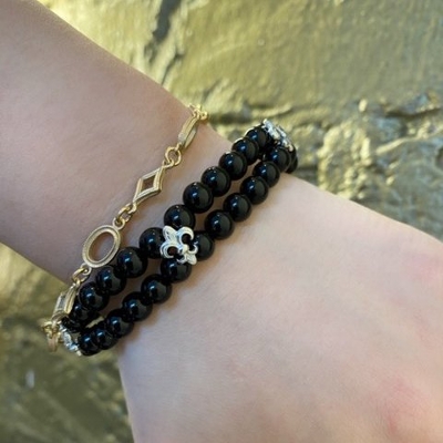 Onyx Beads Bracelets with FDL Botton