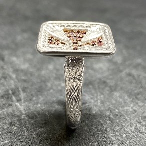 SQUARE MALTESE CROSS PAVE RING PINK SAPPHIRE
