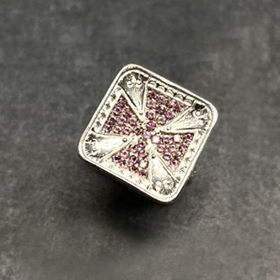 SQUARE MALTESE CROSS PAVE RING PINK SAPPHIRE