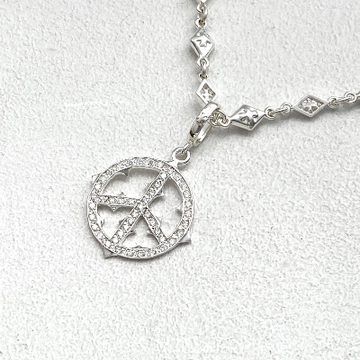 SMALL PEACE SING PENDANT ALL PAVE
