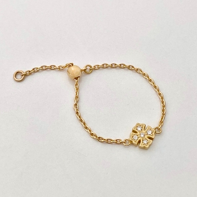 TINY FANCY CROSS CHAIN RING / 18k Yellow Gold / Ssize