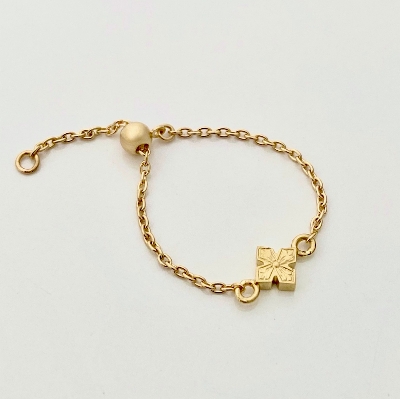 PETITE PRINCESS CROSS CHAIN RING / 18k Yellow Gold / Ssize
