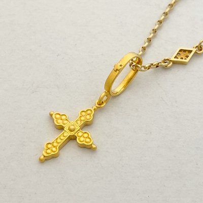 EXTRA SMALL GOTHIC CROSS PENDANT / 18k Yellow Gold