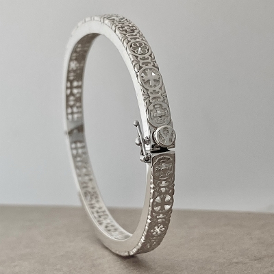 WIDE MEDIEVAL BANGLE Silver Ssize