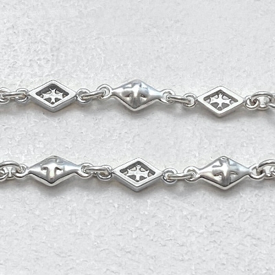 MIX DIAMOND SHAPED / CROSS OPEN / SOLID LINK CHAIN / Silver / 7inch(18cm)