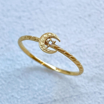 PETITE Crescent MOON/STAR RING