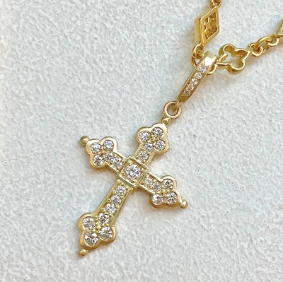 MEDIUM GOTHIC CROSS PENDANT 18k Yellow Gold / DIAMONDS