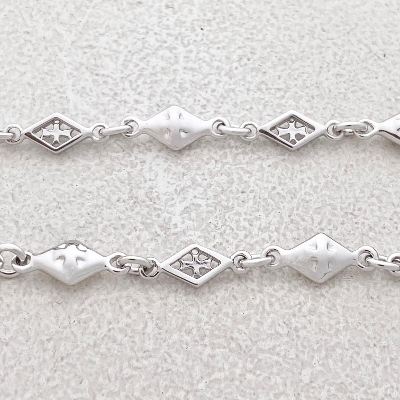 MIX DIAMOND SHAPED / CROSS OPEN / SOLID LINK CHAIN / Silver / 16inch(40cm)