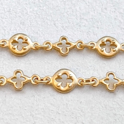 MIXED GOTHIC LINK CHAIN 18k Yellow Gold / DIAMOND / 7inch(18cm)