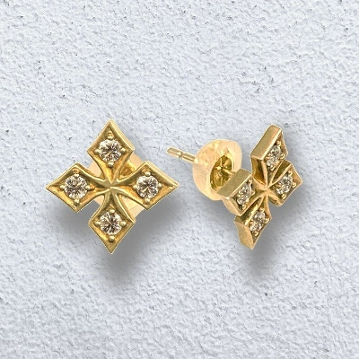 "STAR"FANCY PRINCESS CROSS POST STUD PIERCE 