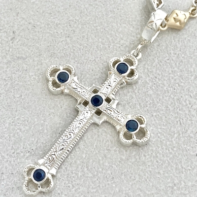 GROUND CROSS PENDANT Silver / Sapphire