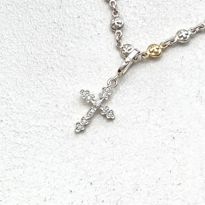 EXTRA SMALL ANGEL CROSS PENDANT Silver / Zirconia