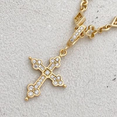 MINI GOTHIC CROSS PENDANT 18k Yellow Gold / DIAMONDS