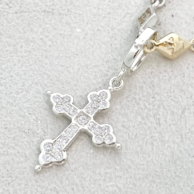 MINI GOTHIC CROSS PENDANT Silver / Zirconia