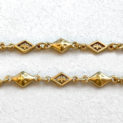 MIXED DIAMOND SHAPED/CROSS OPEN/SOLID/16INCH YELLOW GOLD