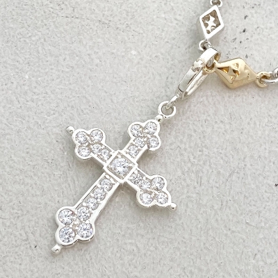 MEDIUM GOTHIC CROSS PENDANT Silver / Zirconia