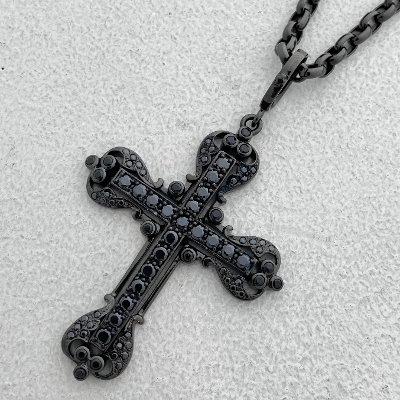 MINI VATICAN CROSS PENDANT/BLACK RUTHENIUM